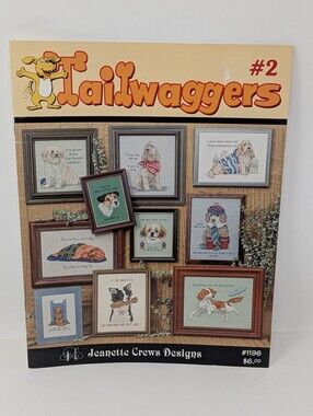 Tailwaggers 2 Dog Puppy Cross Stitch Pattern Book Jeanette Crews Designs #1196